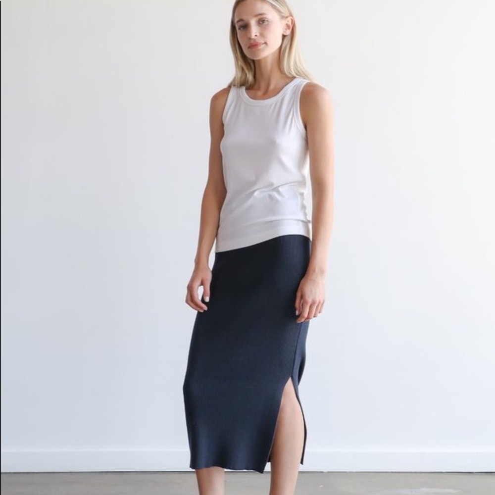 Mijeong Park ribbed knit midi skirt navy M NWT